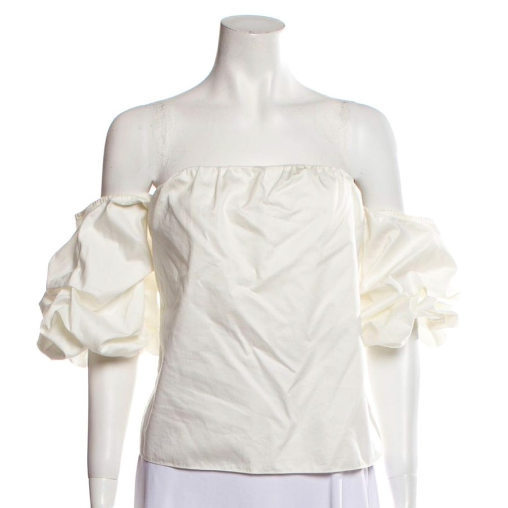Johanna Ortiz Tulum Off Shoulder Blouse Top White XS
